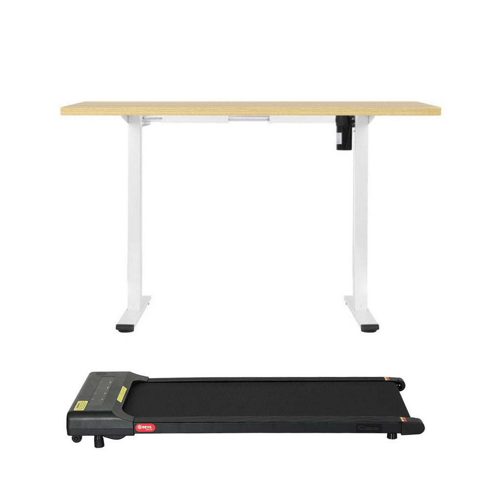 Artiss 120cm Electric Treadmill Standing Desk Walking Pad White/Oak