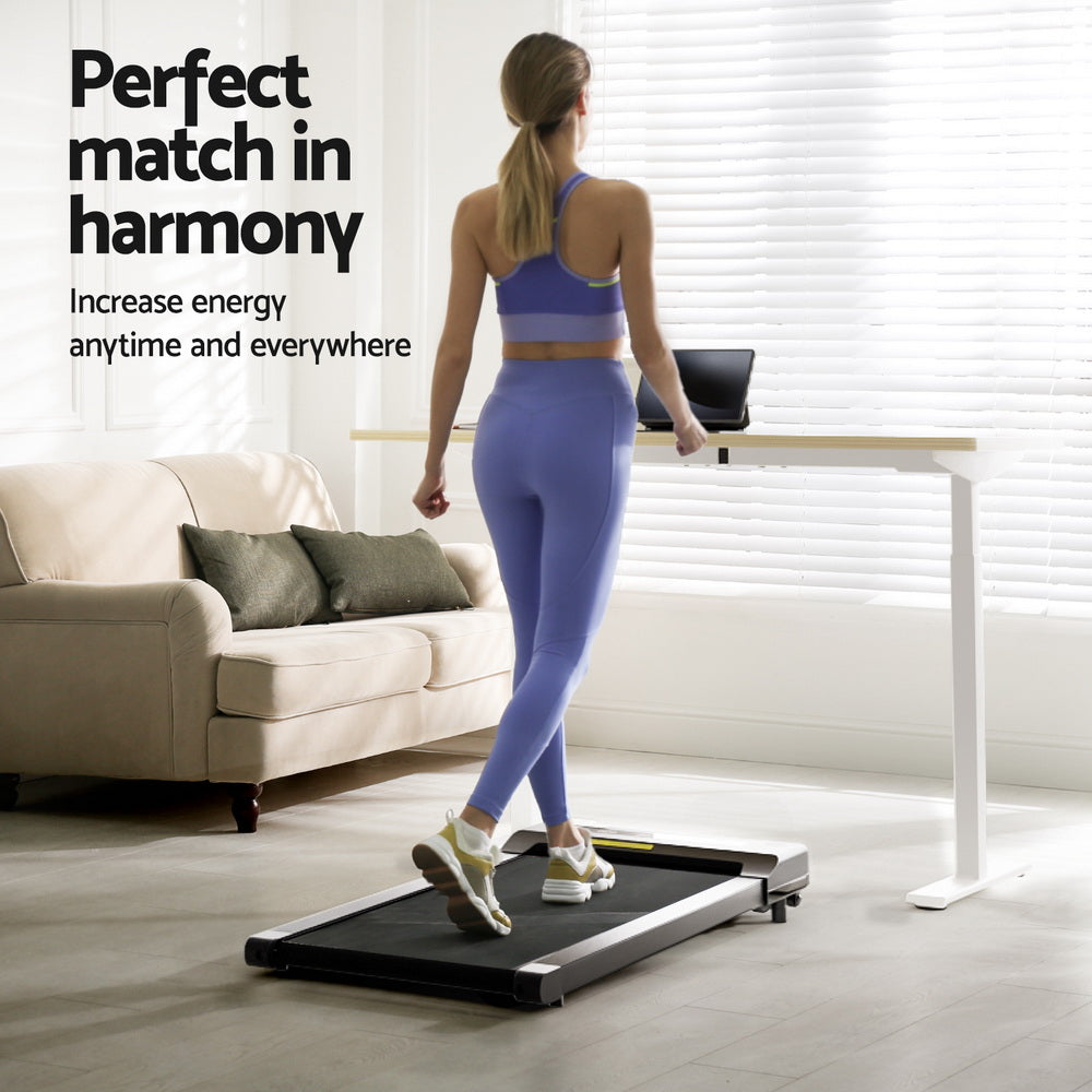 Artiss 120cm Electric Treadmill Standing Desk Walking Pad White/Oak