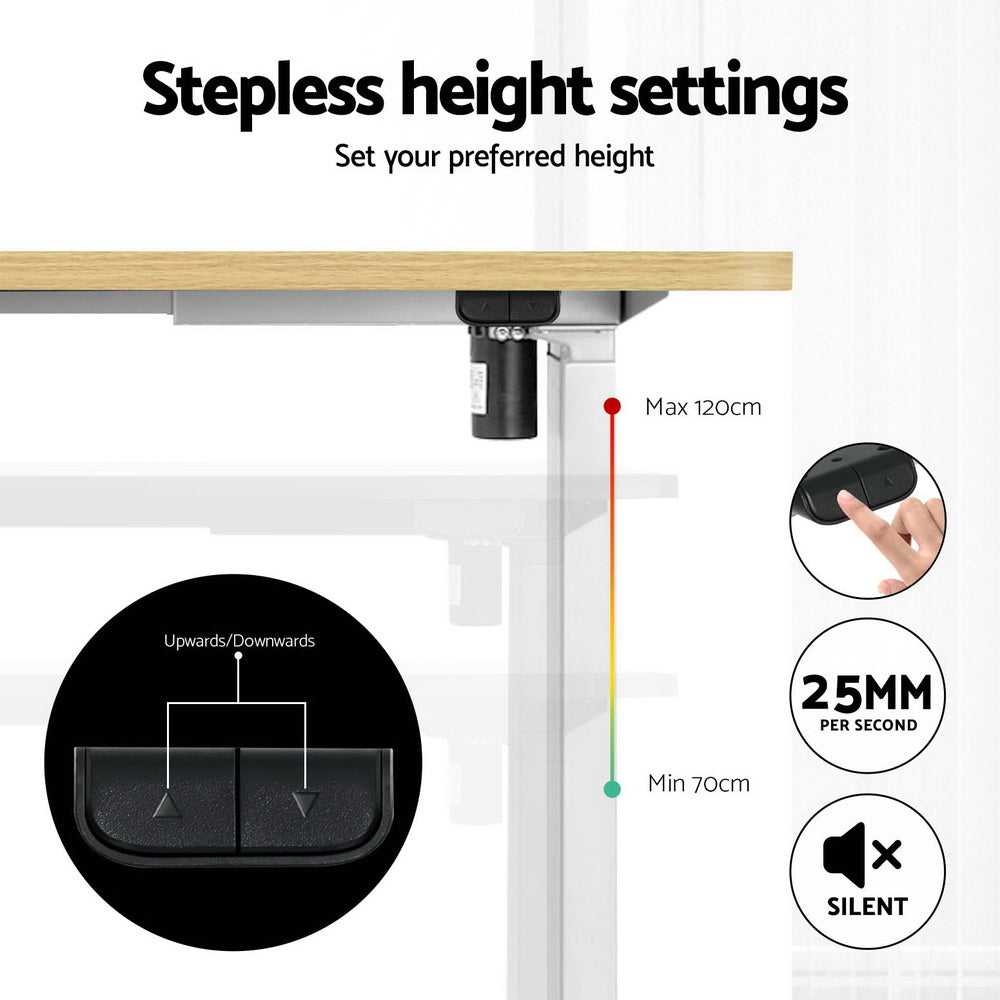 Artiss 120cm Electric Treadmill Standing Desk Walking Pad White/Oak