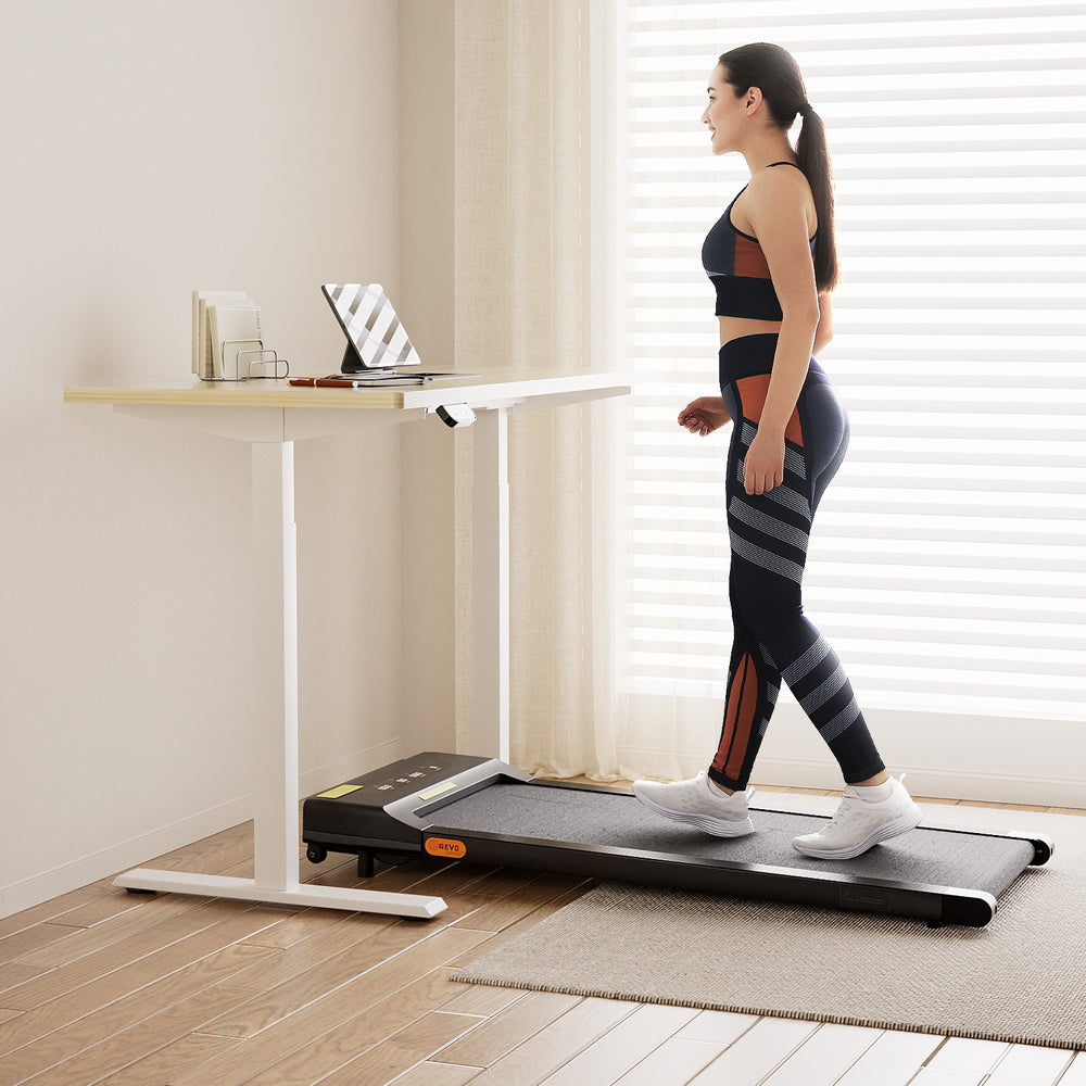Artiss 120cm Electric Treadmill Standing Desk Walking Pad White/Oak