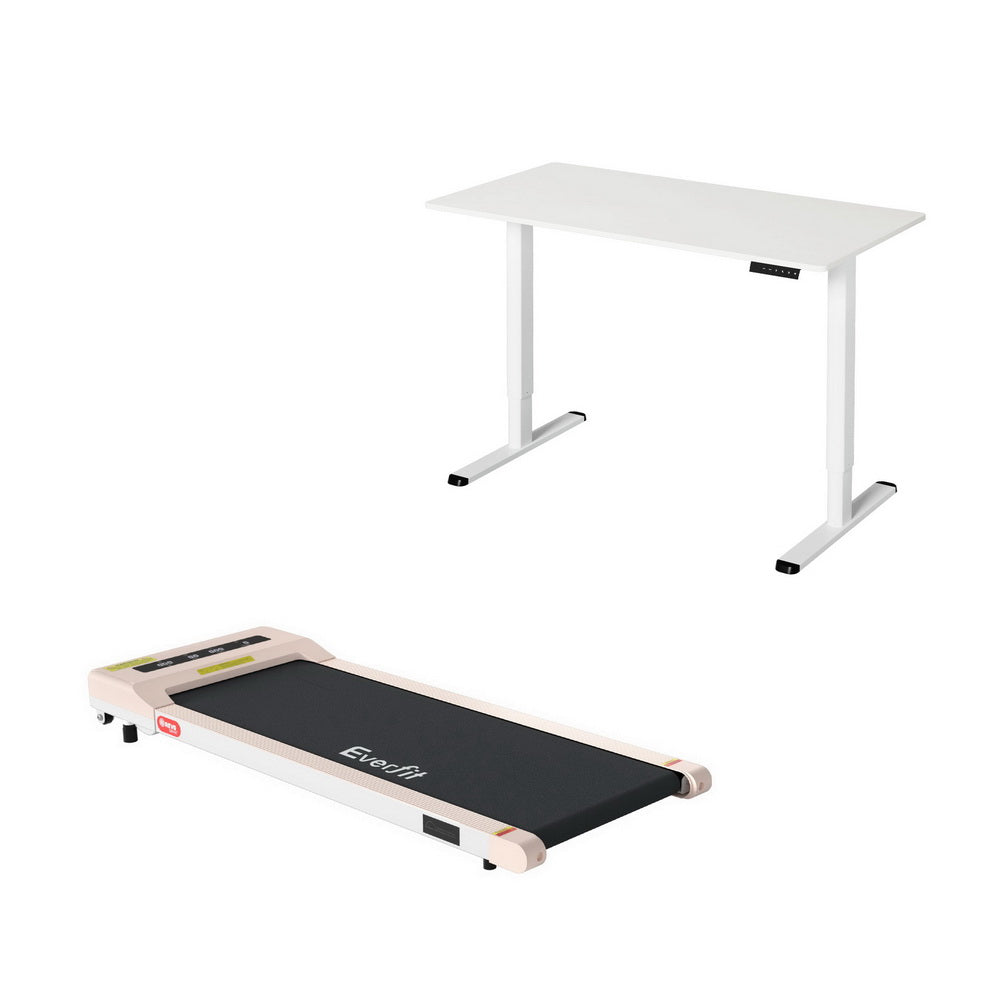 Artiss 120cm Electric Standing Desk with Everfit Pink Walking Pad Treadmill