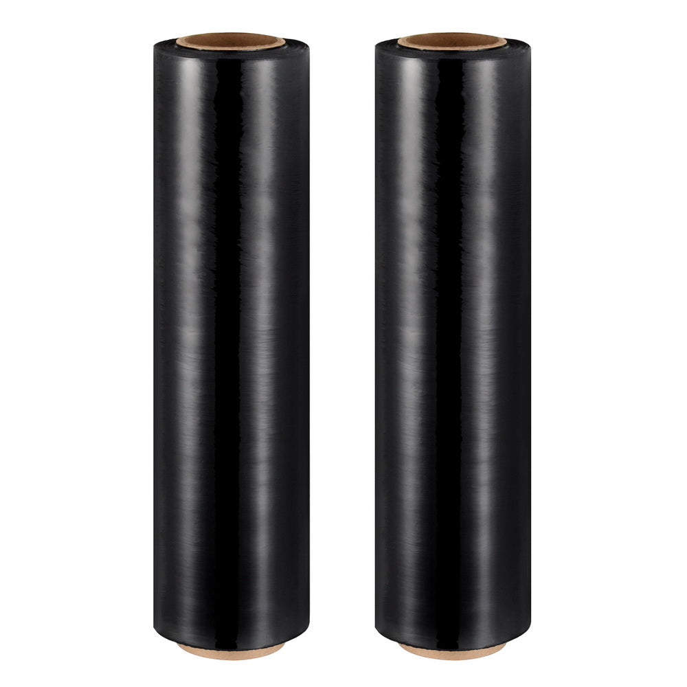 Black Stretch Film 50cm x 400m 2 Rolls Heavy-Duty Packing Wrap