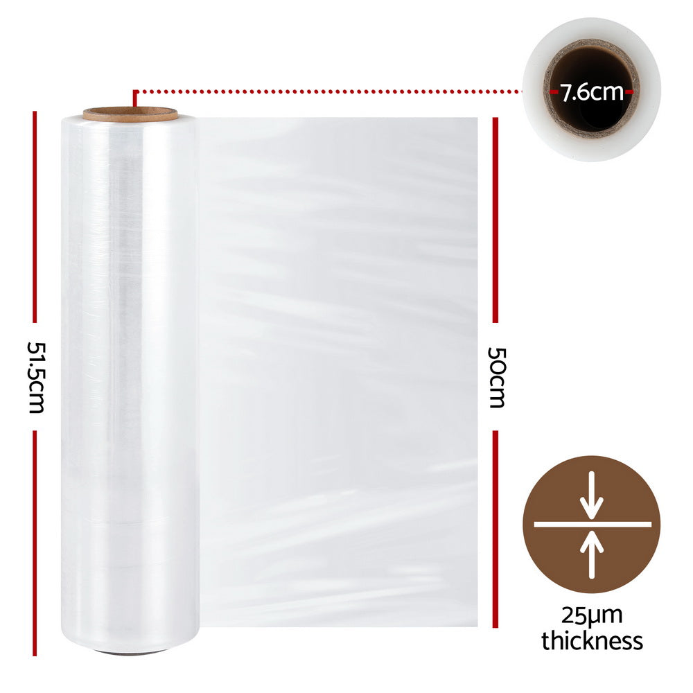 500mm x 400m Stretch Film Pallet Shrink Wrap 2 Rolls Clear