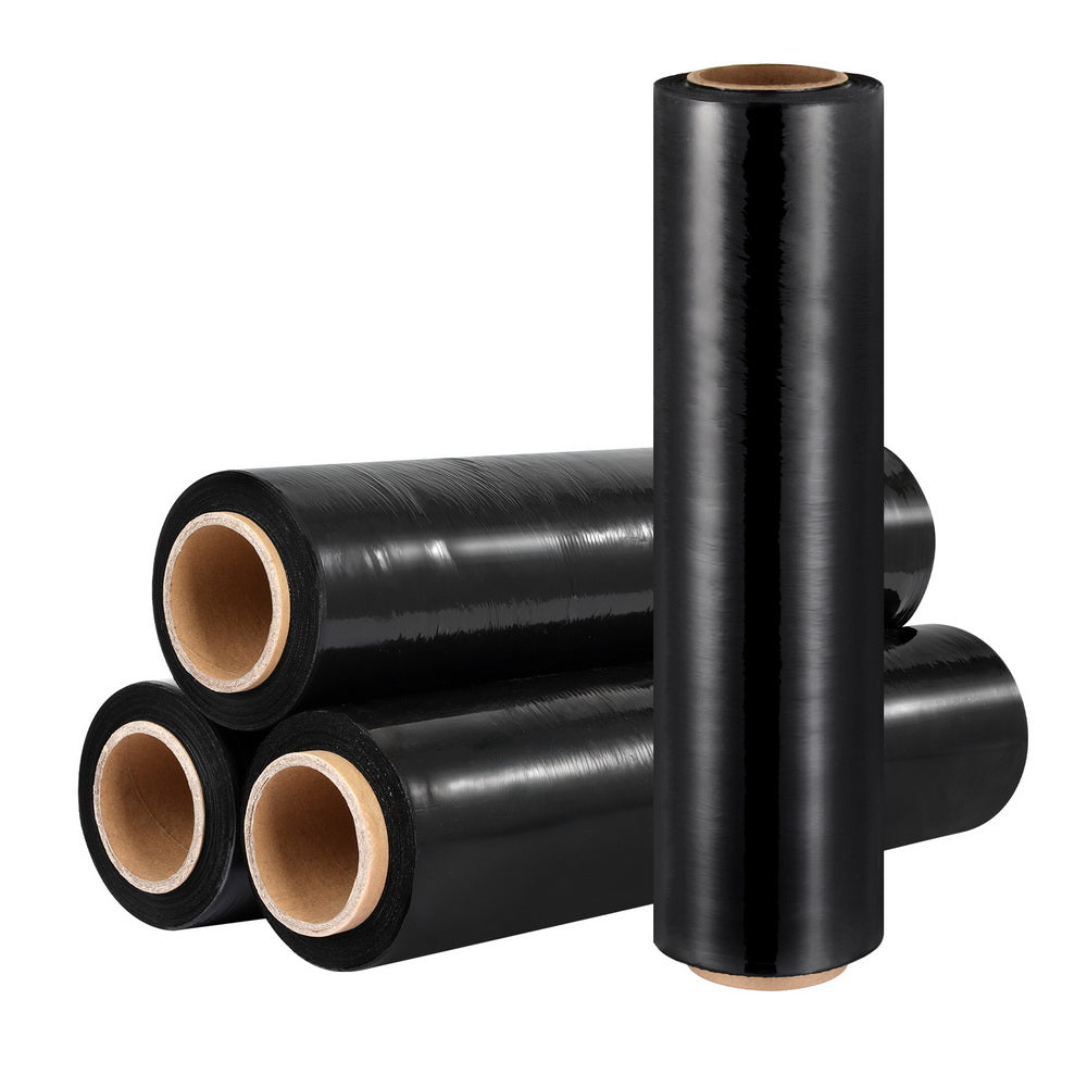 Stretch Film Pallet Shrink Wrap 50cm x 400m 4 Rolls Black