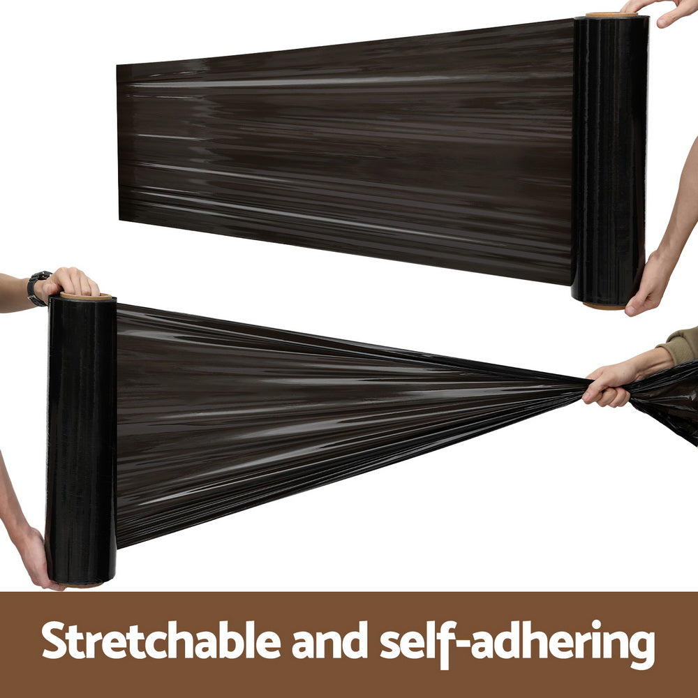 500mm x 400m Black Stretch Film Pallet Wrap 4 Rolls