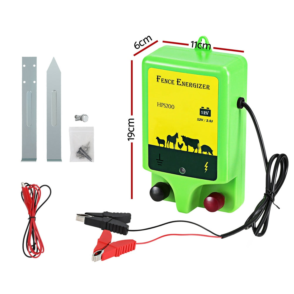 Giantz 18km Electric Fence Energiser 1.56J Battery-Powered Green