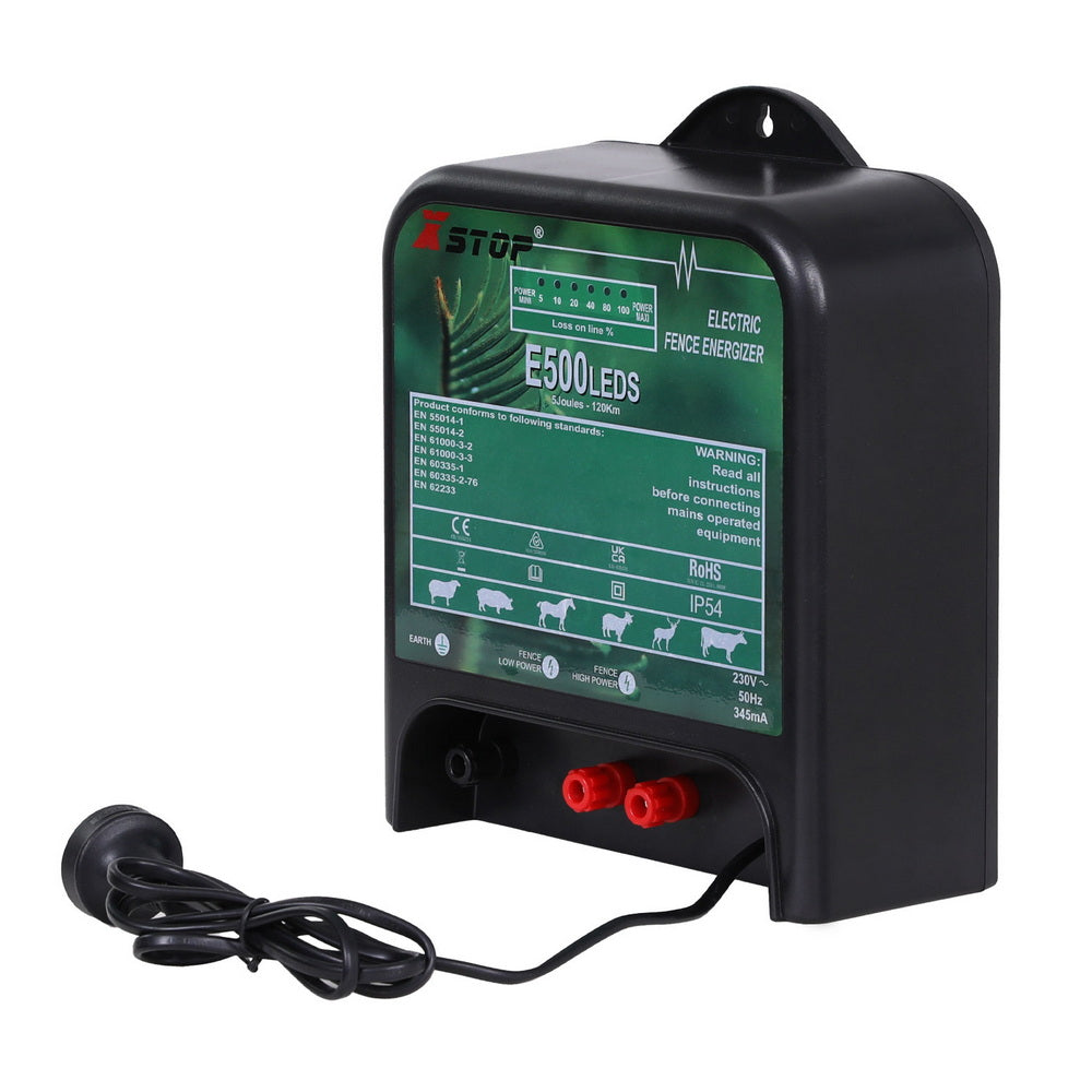 XSTOP 120km Electric Fence Energiser 5J 220-240V Black