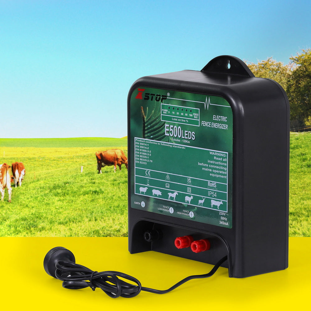 XSTOP 120km Electric Fence Energiser 5J 220-240V Black