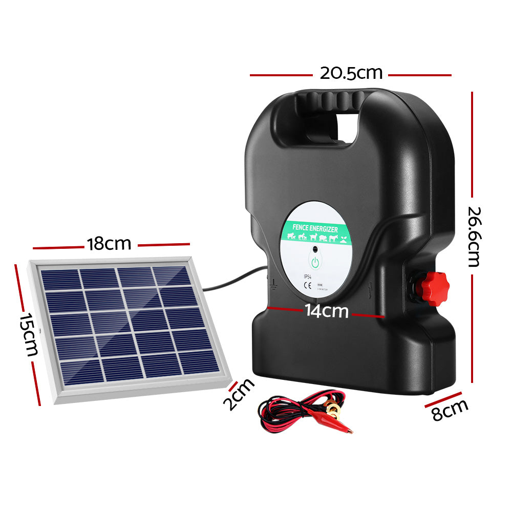 Giantz 20km Solar Electric Fence Energiser 1.2J Waterproof
