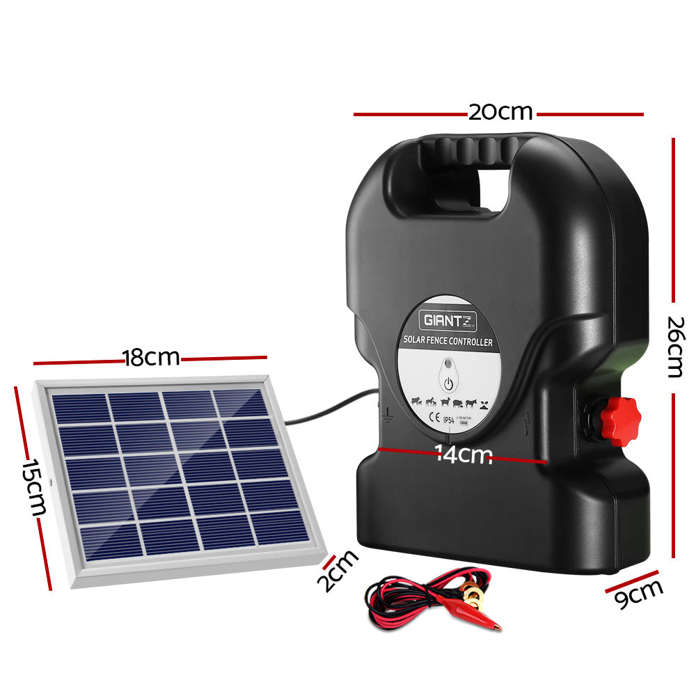 Giantz 15KM Solar Electric Fence Energiser 0.8J Waterproof