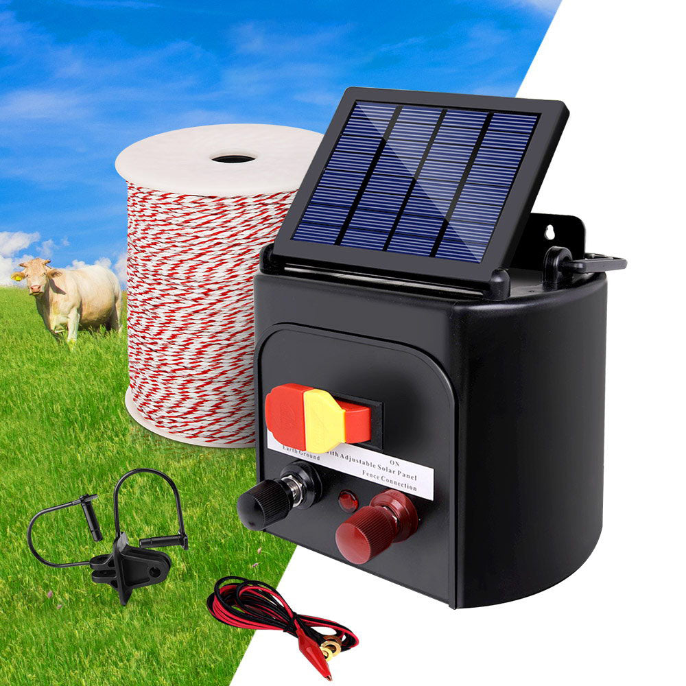 i.Force 3KM Solar Electric Fence Energiser 500M Poly Wire Insulator Set