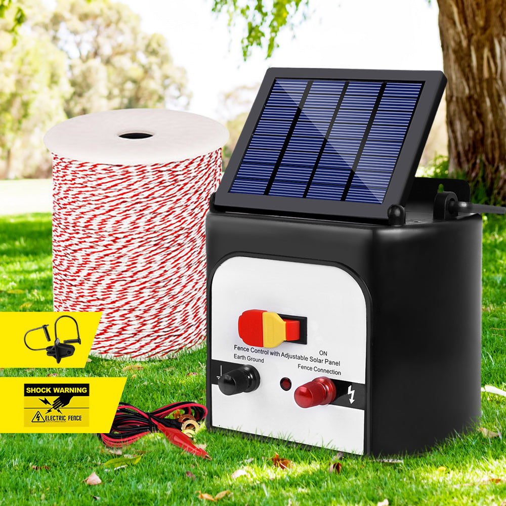 Giantz 8km Solar Electric Fence Energiser with 500m Poly Wire