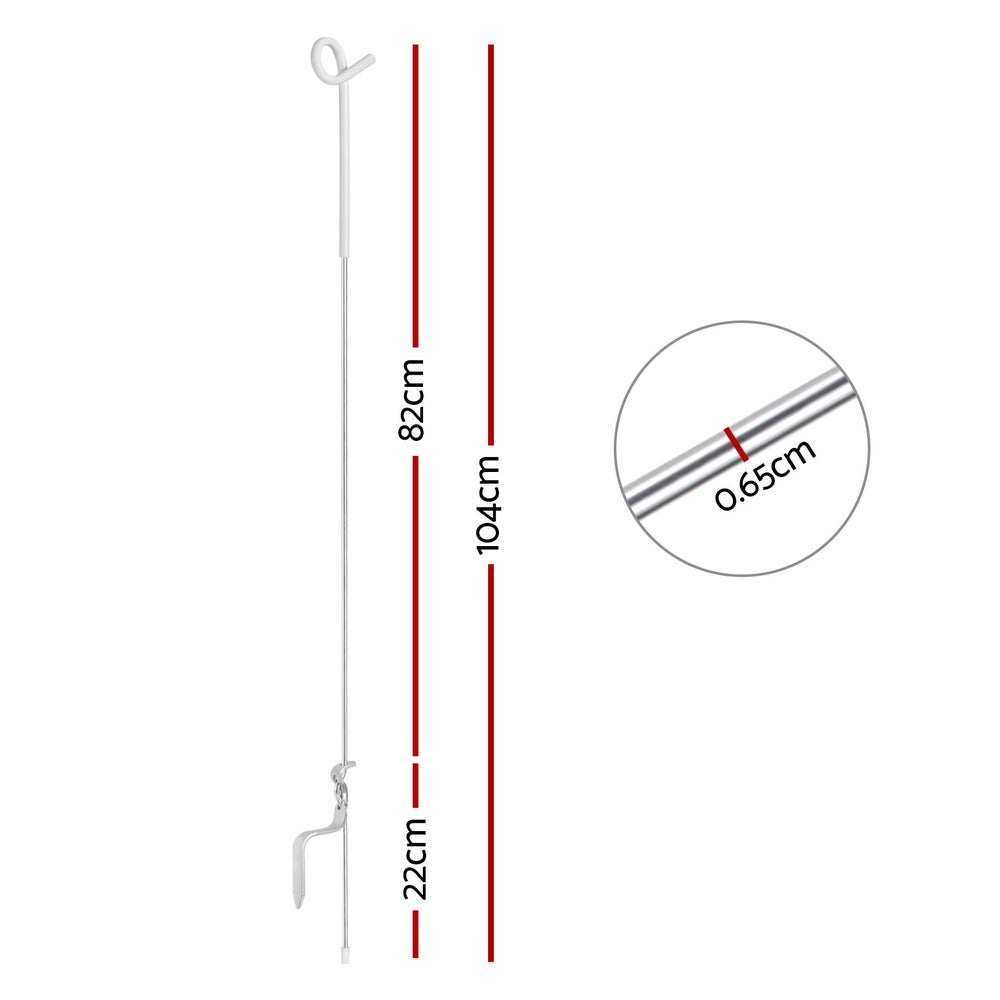 Giantz 104CM Steel Pigtail Electric Fence Posts Silver/White (20 Pack)