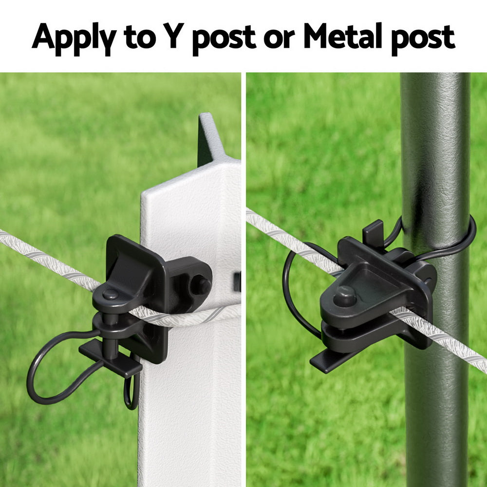 Giantz 200pcs Electric Fence Insulators Pinlock Black