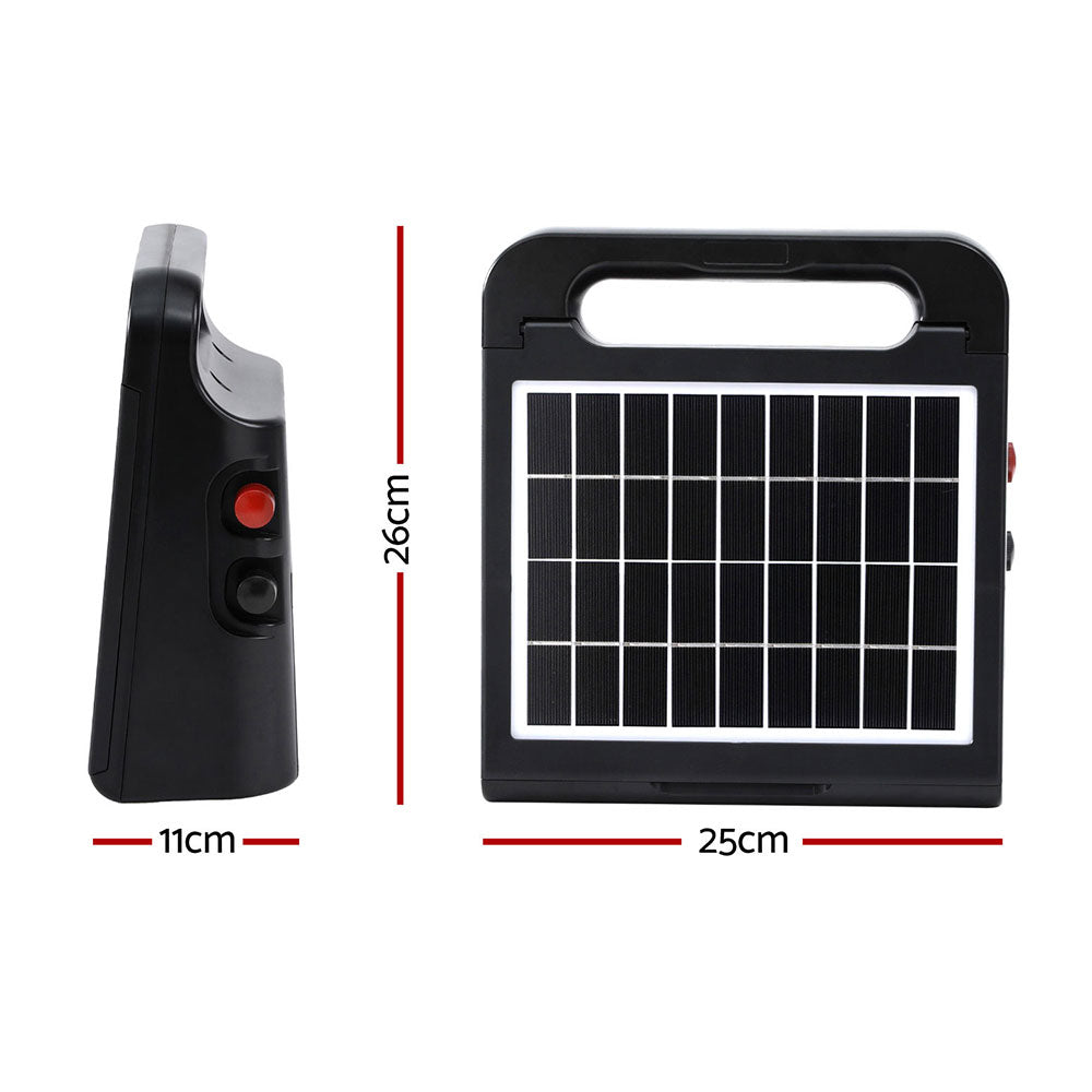 Giantz 5km Solar Electric Fence Energiser Black 0.15J