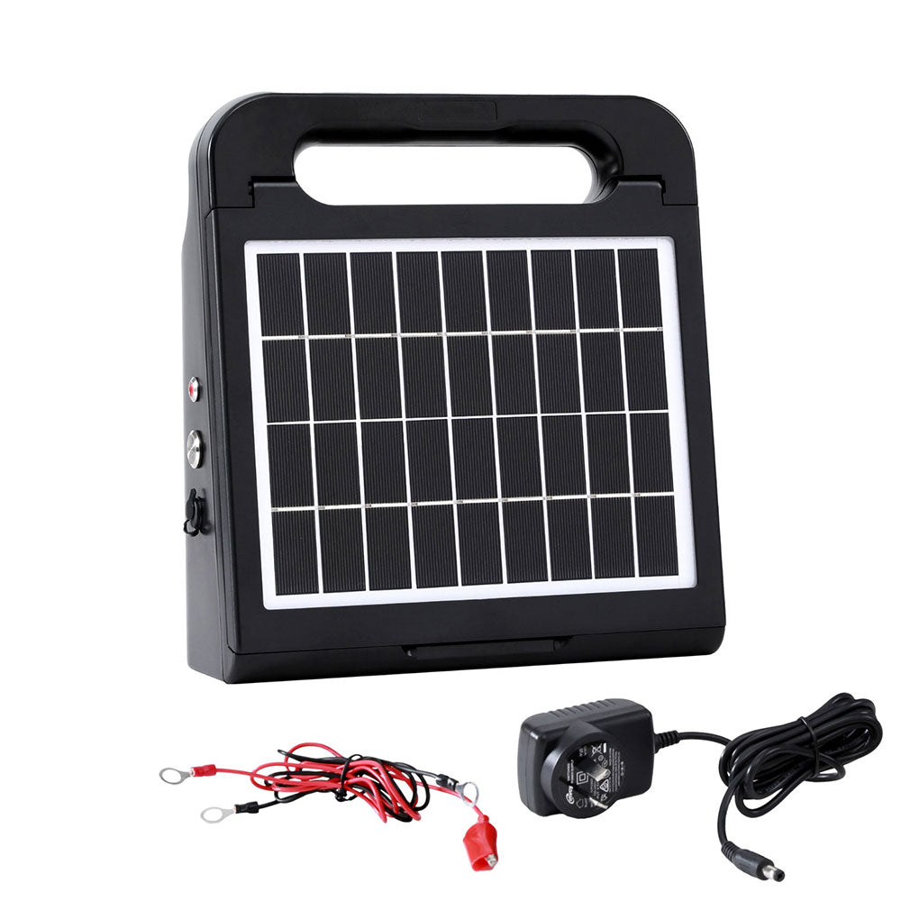 Giantz 5km Solar Electric Fence Energiser Black 0.15J