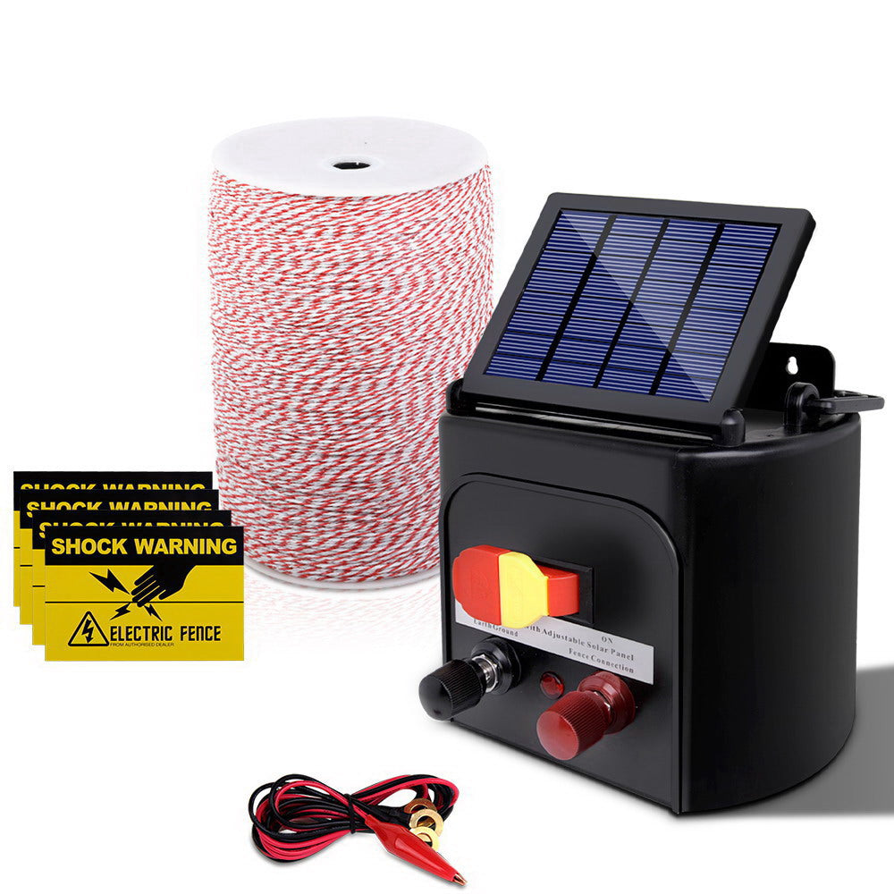 Giantz 5KM Solar Electric Fence Energiser 2KM Poly Wire Red & White