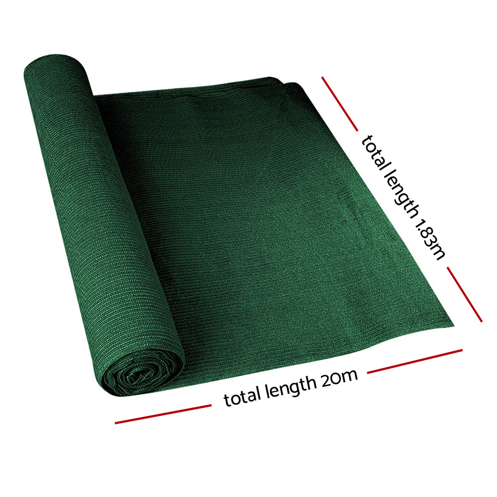 Instahut 1.83x20m Heavy Duty Shade Cloth 90% Block Green