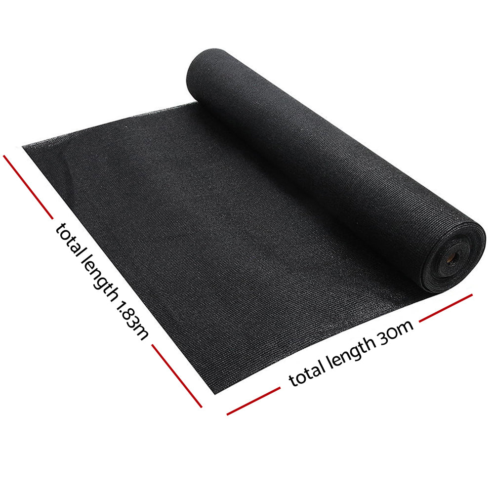 Instahut 90% Shade Cloth 1.83x30m Heavy Duty Black