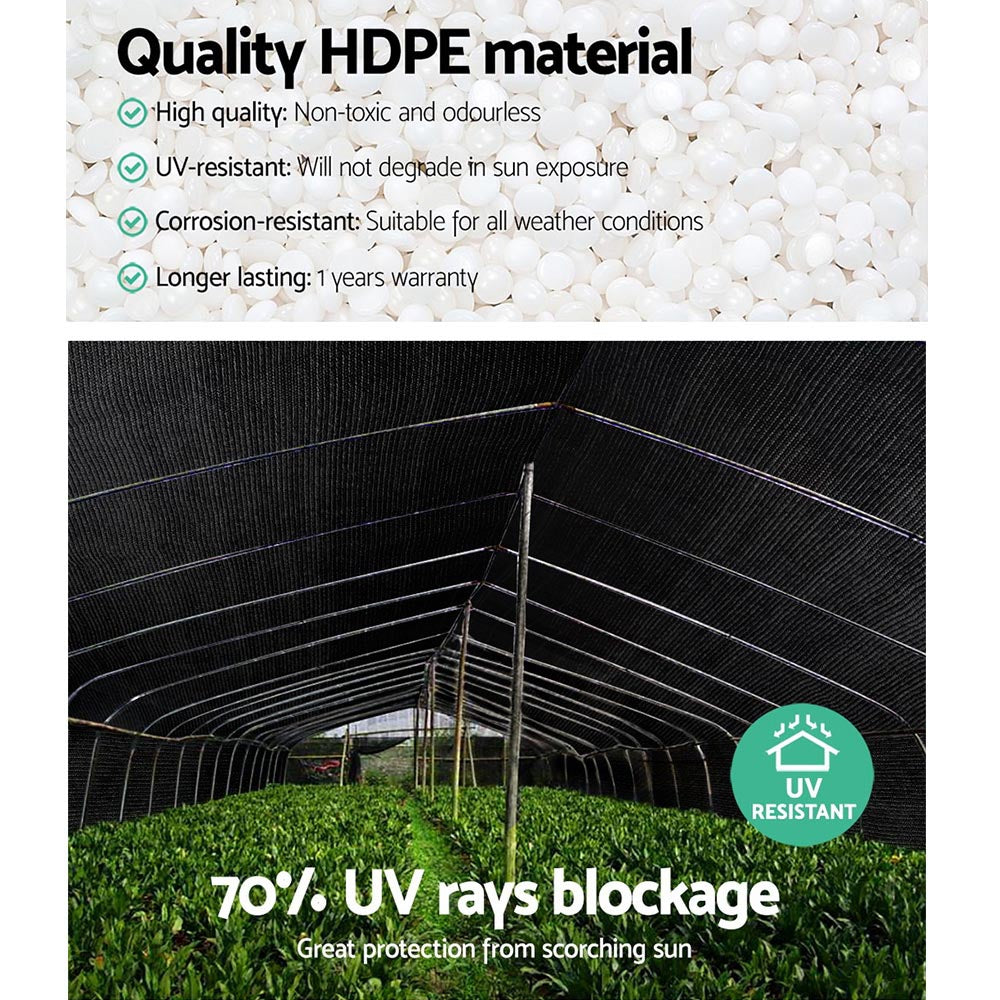 Instahut 1.83x50m Heavy Duty Shade Cloth Roll 70% UV Block Black