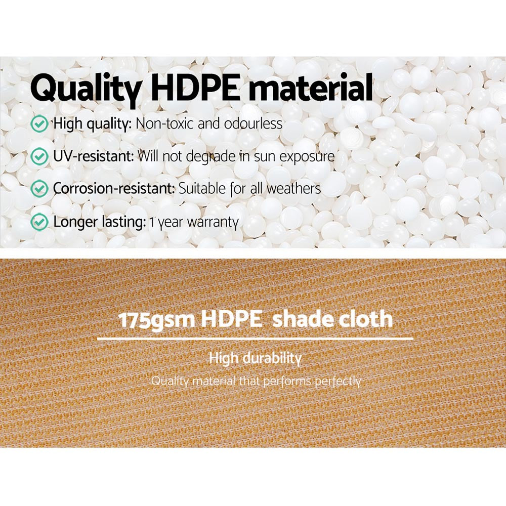 Instahut 3.66x10m Heavy Duty Shade Cloth 70% Block Sandstone
