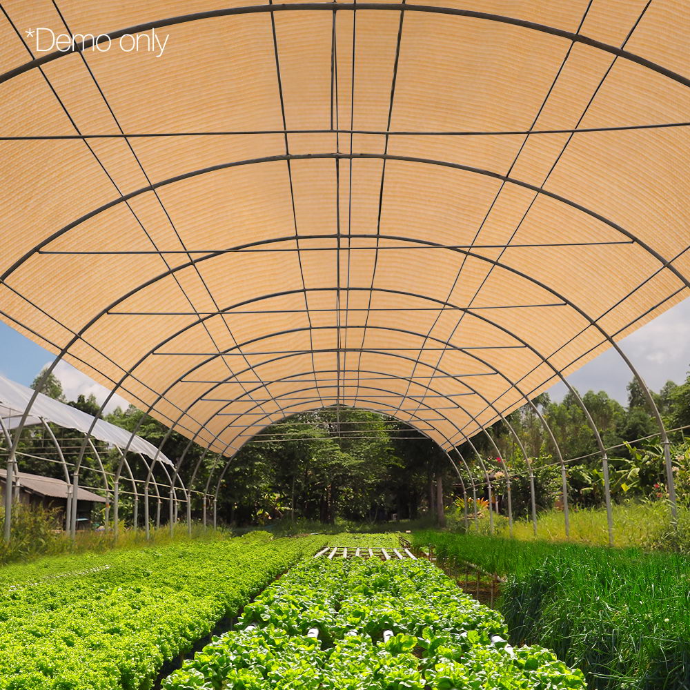 Instahut 3.66x10m Heavy Duty Shade Cloth 70% Block Sandstone