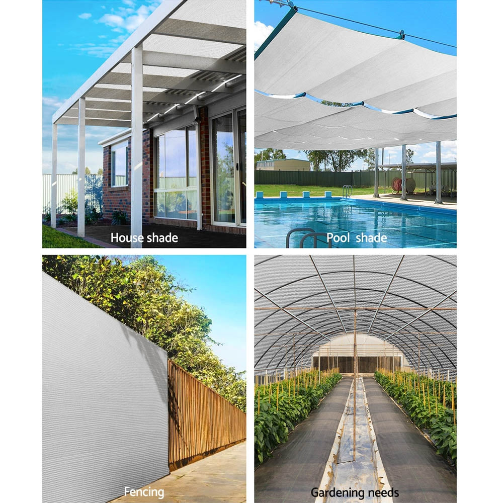 Instahut 3.66x10m Heavy Duty Shade Cloth 30% UV Block White
