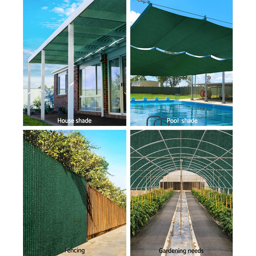 Instahut 3.66x30m Heavy Duty Shade Cloth Roll 50% UV Block Green