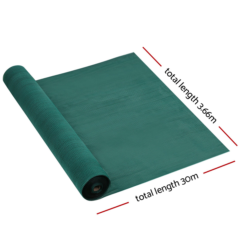 Instahut 3.66x30m Heavy Duty Green Shade Cloth 50% UV Block