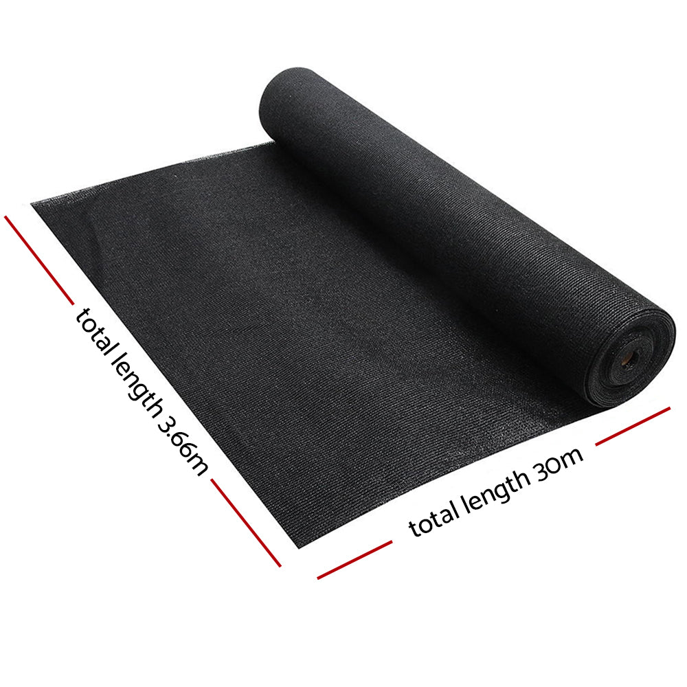 Instahut 3.66x30m Heavy Duty Shade Cloth Roll 70% UV Block Black