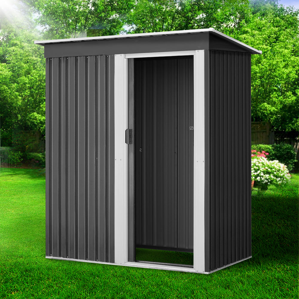 Giantz 1.62x0.86M Metal Garden Shed Grey Sliding Door