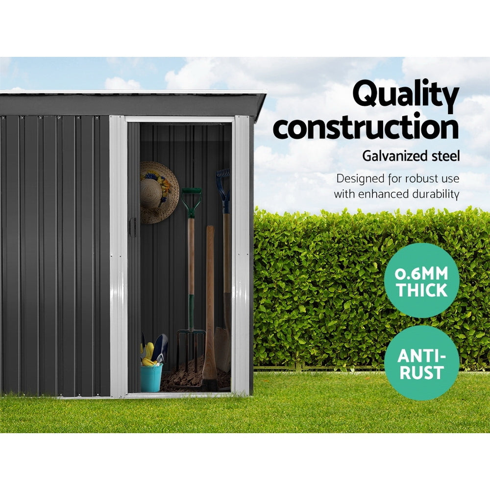 Giantz 1.62x0.86M Metal Garden Shed Grey Sliding Door