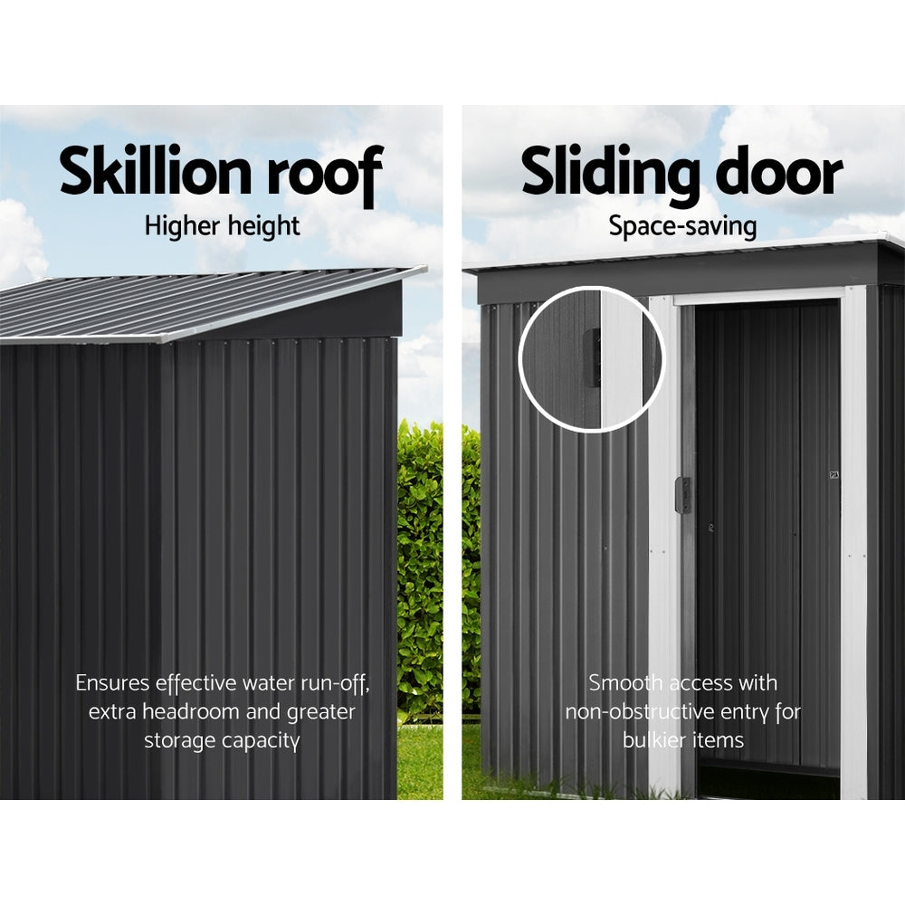 Giantz 1.62x0.86M Metal Garden Shed Grey Sliding Door