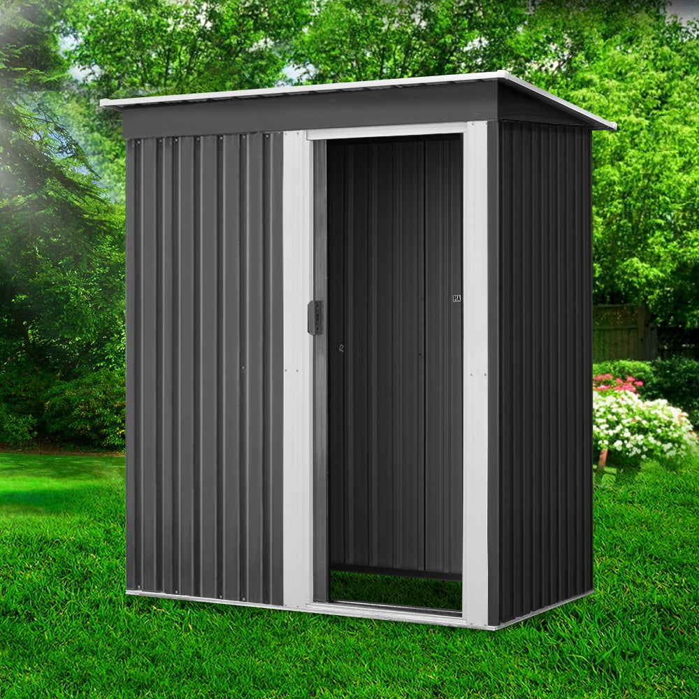 Giantz 1.62x0.86M Metal Garden Shed Grey Sliding Door