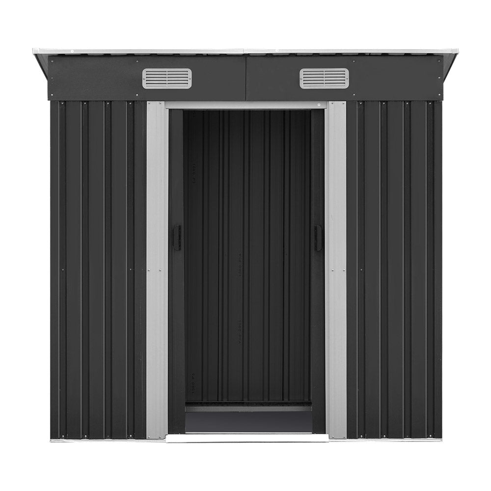 Giantz 1.94x1.21M Metal Garden Shed Grey Sliding Door