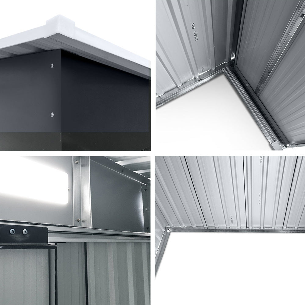 Giantz 1.94x1.21M Metal Garden Shed Grey Sliding Door
