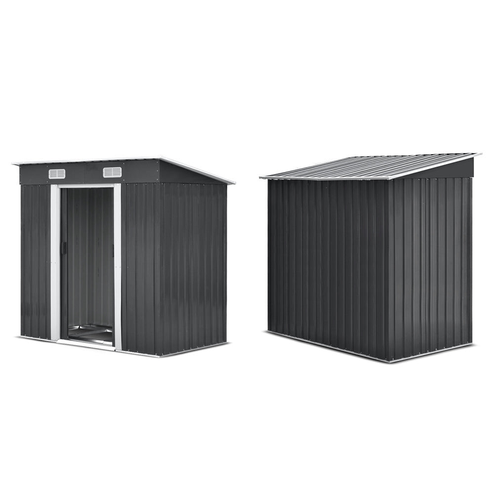 Giantz 1.94x1.21M Garden Shed Steel Storage Grey Sliding Door