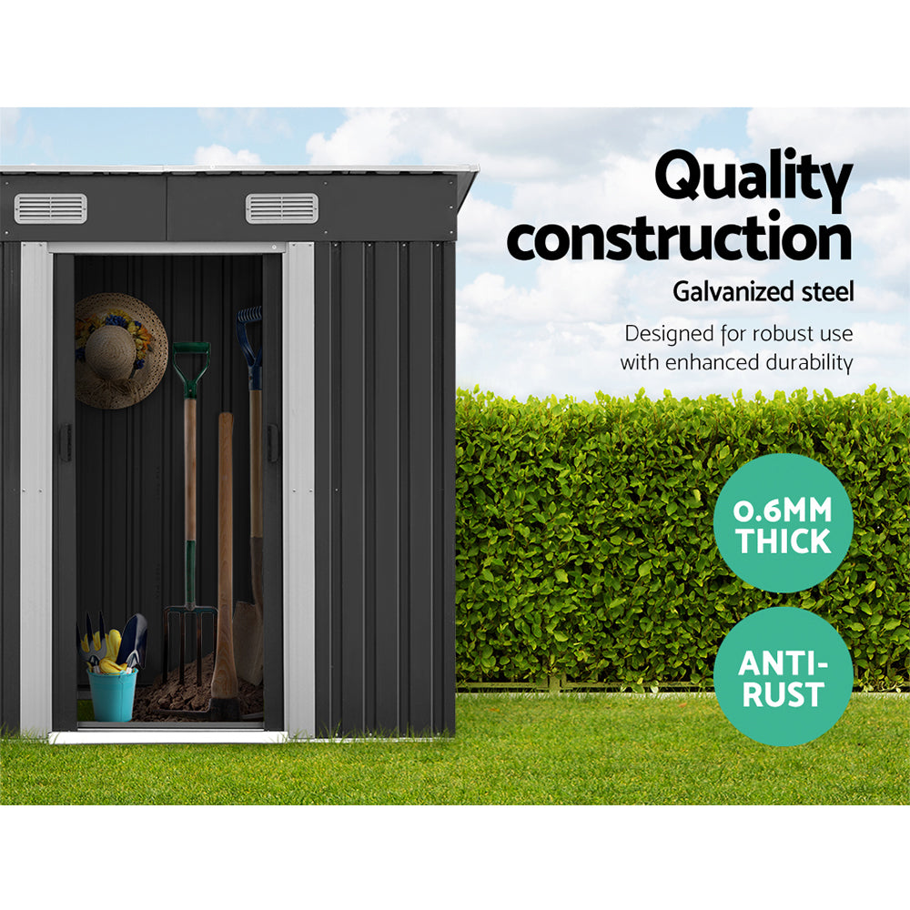 Giantz 1.94x1.21M Garden Shed Steel Storage Grey Sliding Door