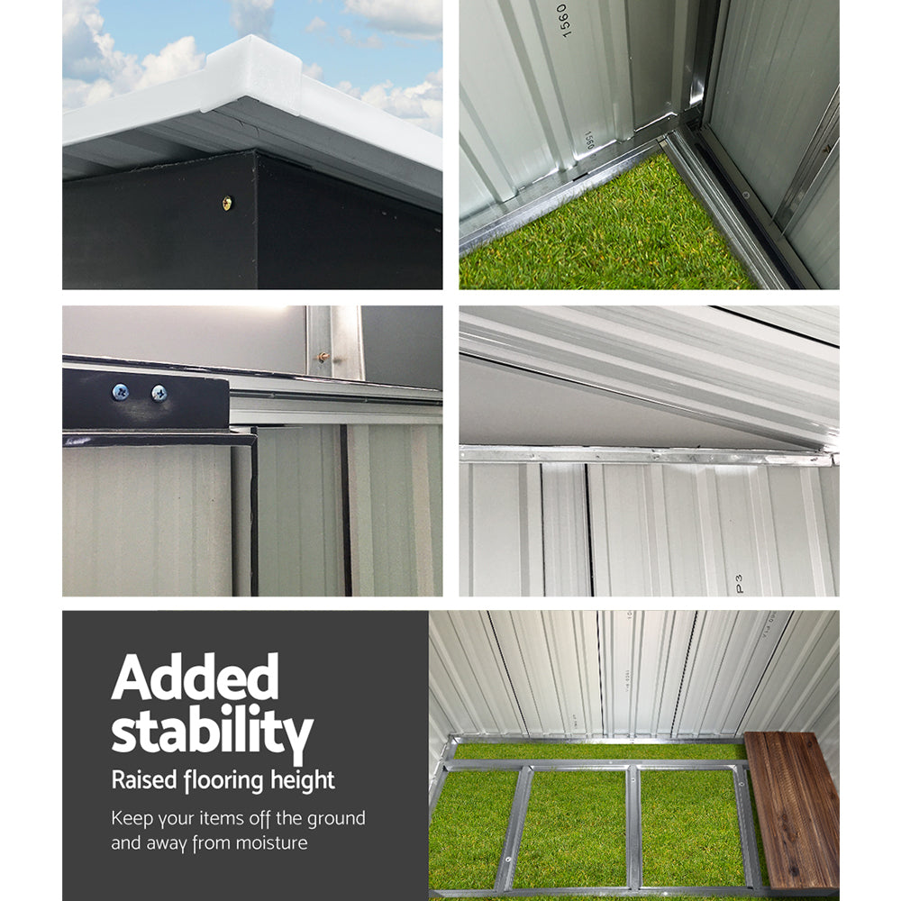 Giantz 1.94x1.21M Garden Shed Steel Storage Grey Sliding Door