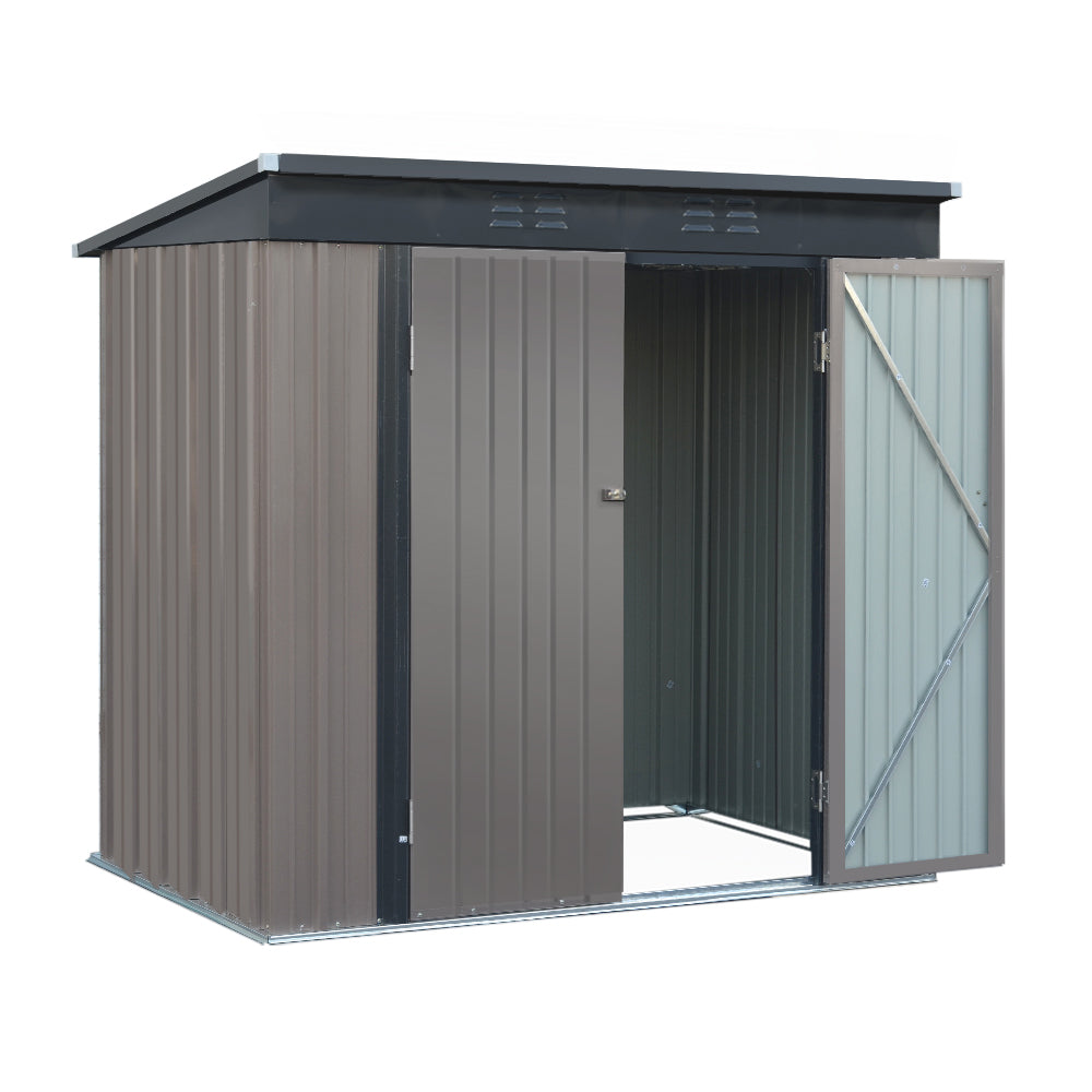 Giantz 1.95x1.31M Garden Shed Steel Double Door Brown