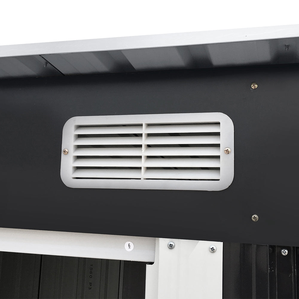 Giantz 2.38x1.31M Metal Garden Shed Grey Sliding Door