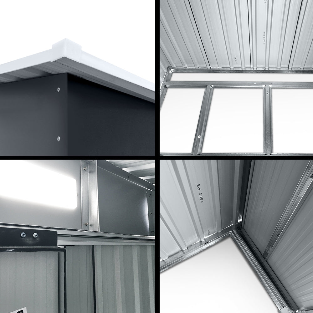 Giantz 2.38x1.31M Metal Garden Shed Grey Sliding Door Outdoor Storage
