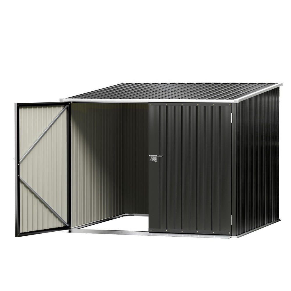 Giantz 2.06x1.96M Metal Garden Shed Black Outdoor Storage