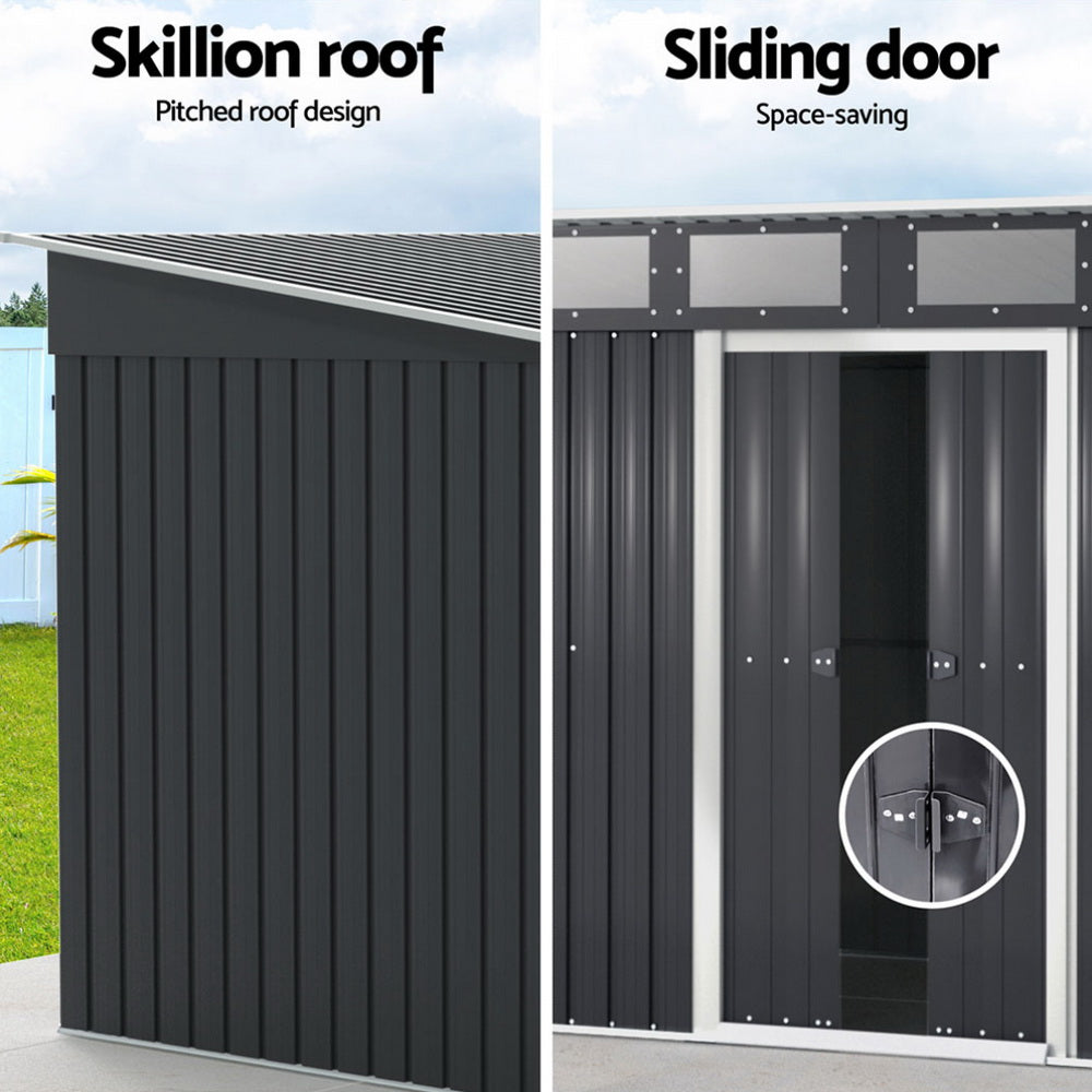 Giantz 2.38x1.99M Garden Shed Outdoor Storage Grey