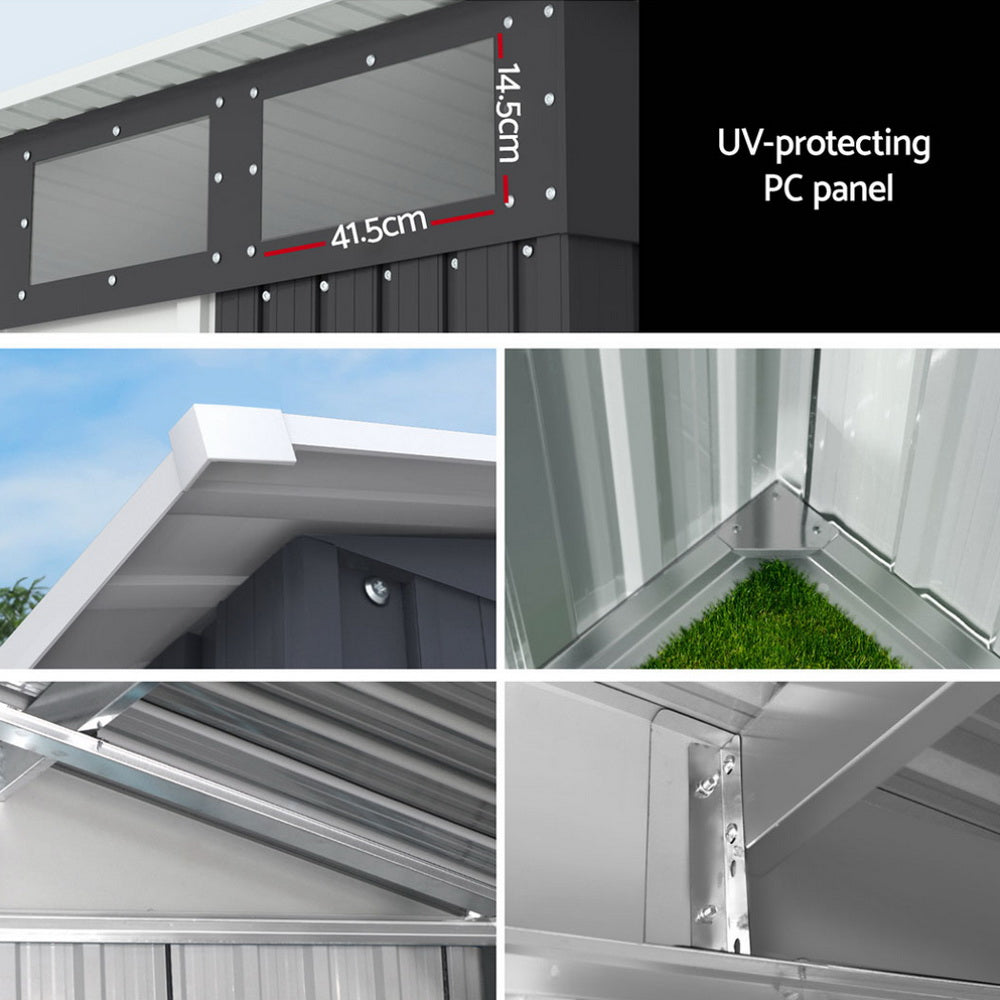 Giantz 2.38x1.99M Garden Shed Outdoor Storage Grey