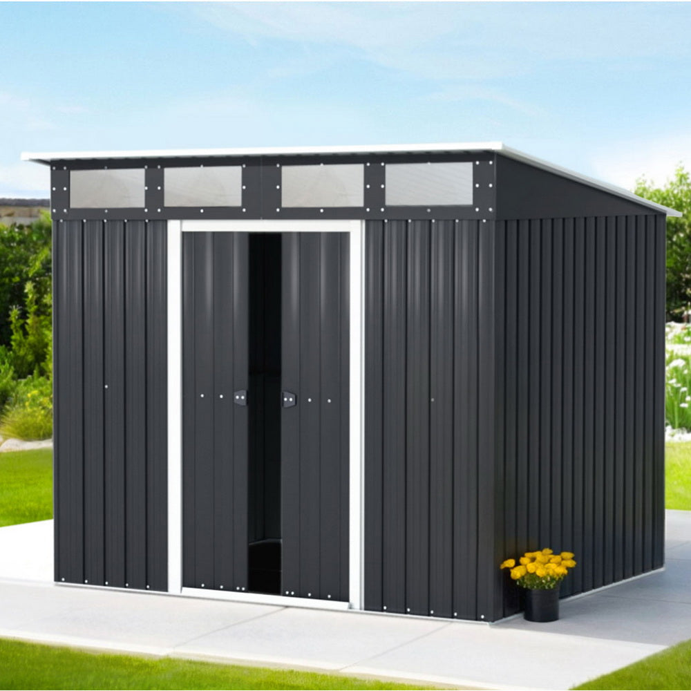 Giantz 2.38x1.99M Garden Shed Outdoor Storage Grey