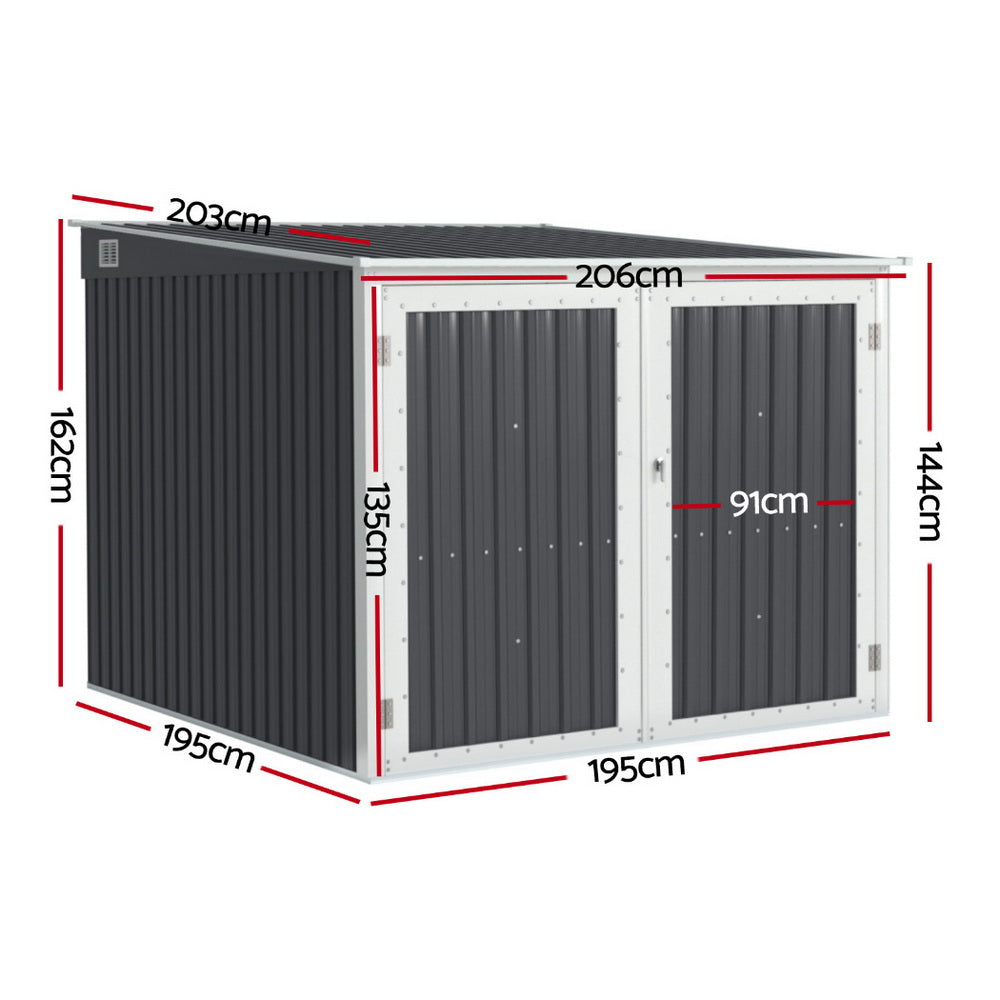 Giantz 2.06x2.03M Garden Shed Outdoor Storage Grey