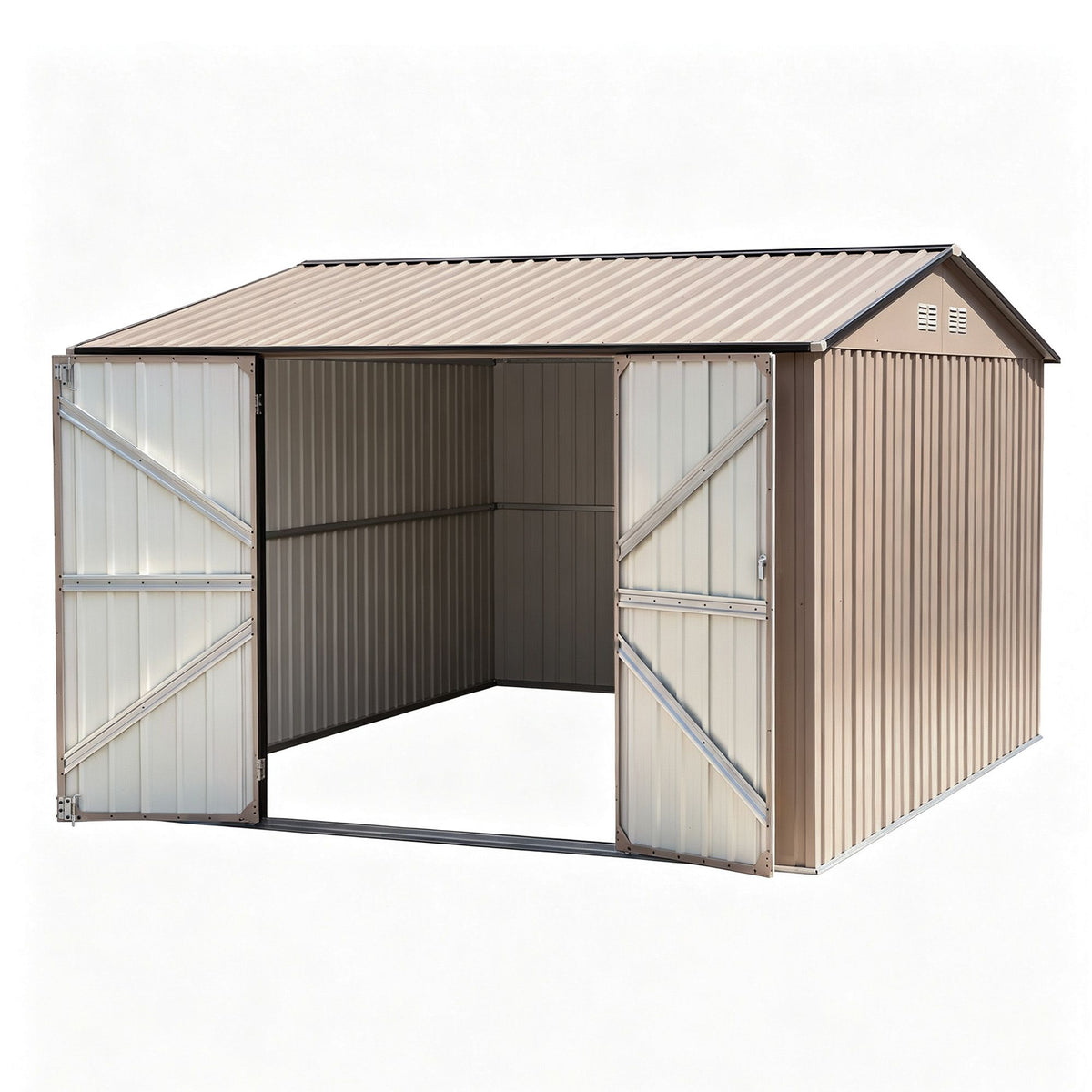 Giantz 3x3m Garden Shed Outdoor Tool Storage Galvanised Steel Brown