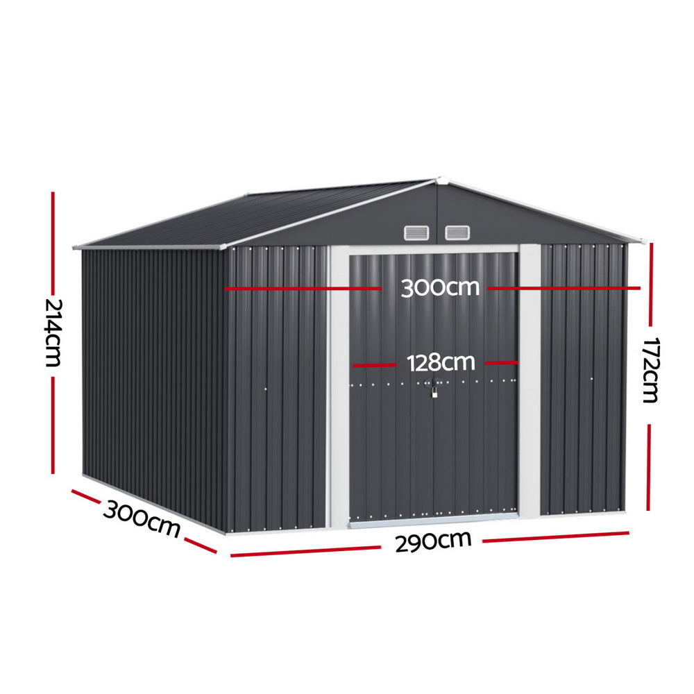 Giantz 3x3M Garden Shed Outdoor Storage Workshop Grey