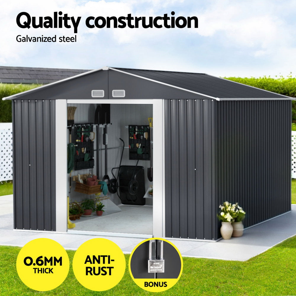 Giantz 3x3M Garden Shed Outdoor Storage Workshop Grey